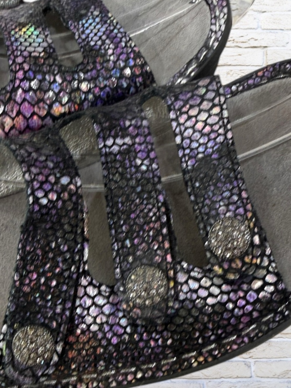 Alegria Sandals Black Rainbow Snakeskin Leather Fiona Comfort US 8-8.5 EU 38 - Picture 5 of 9